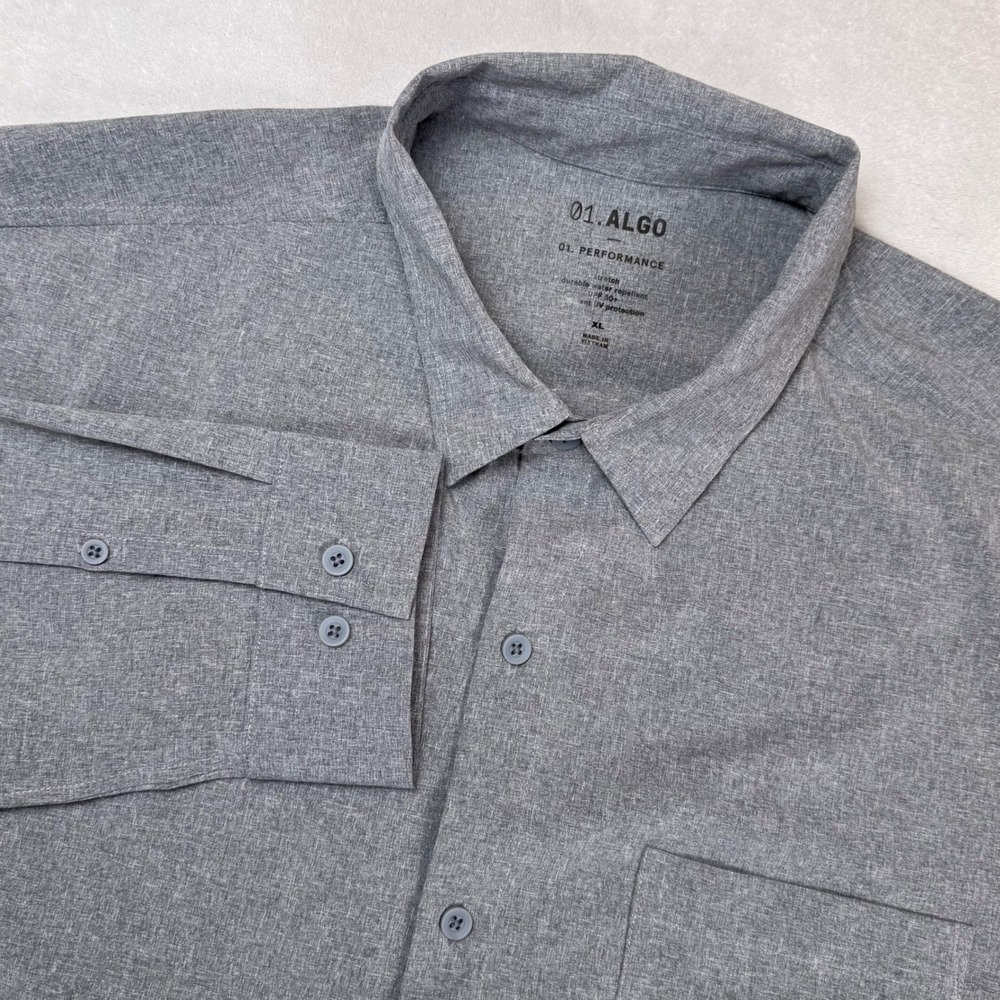 01 ALGO‎ Performance Stretch Water Repellent UPF 50 Button UP Shirt Mens XL LS
